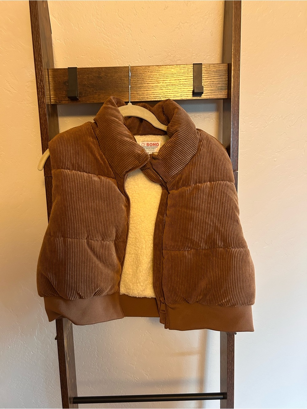 Ci Sono Brown Corduroy Puffer Vest